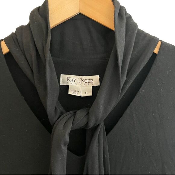 Kay Unger Neck tie Midi Black & White pencil Dress Size 8 women (one-piece) - Picture 9 of 16